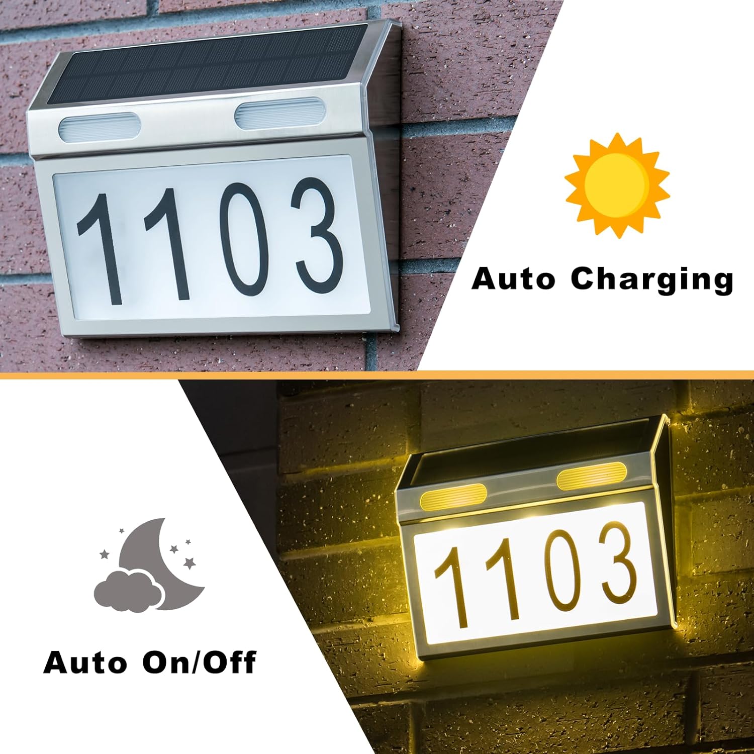 Solar Waterproof Sign Stainless Steel House Number