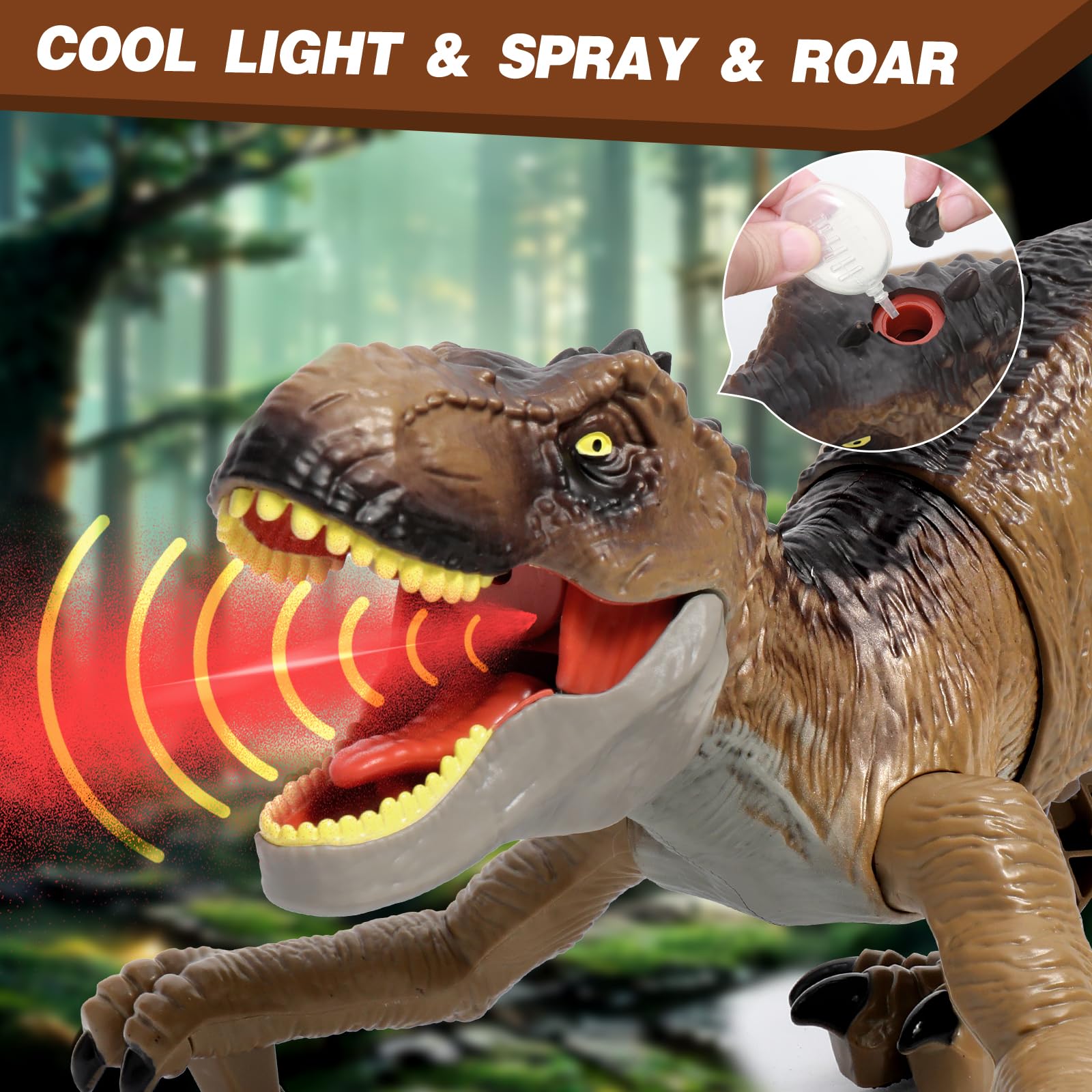 🦖Realistic Walking RC Robot Dinosaur with Spray & Light & Roar