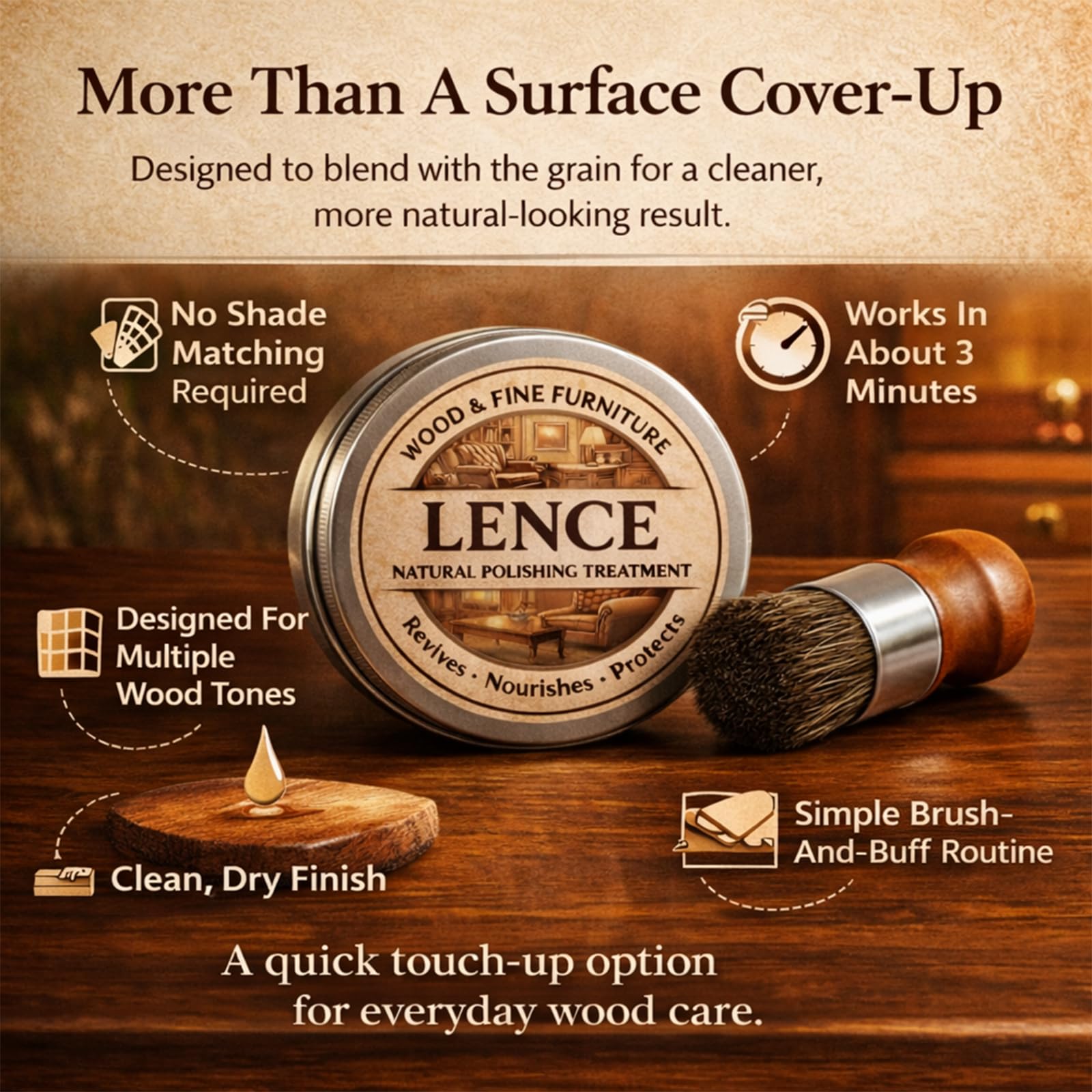Lence Furniture Balm – Wood Scratch Repair Formula