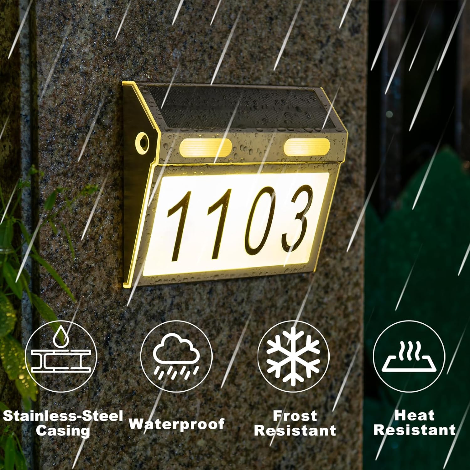 Solar Waterproof Sign Stainless Steel House Number
