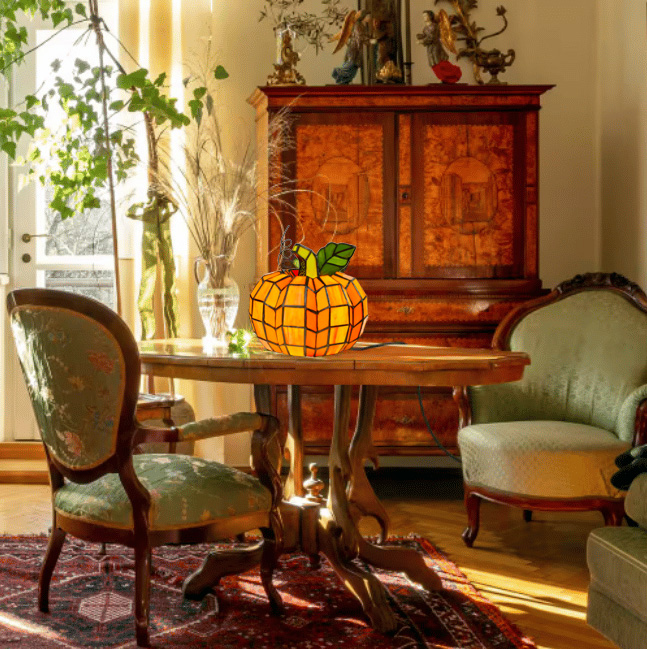 🎃Orange Indoor Patch the Pumpkin Stained Accent Lamp