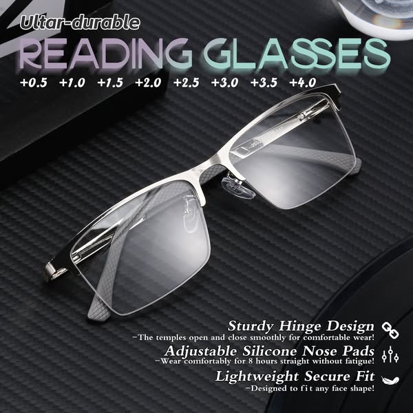 MEN'S RETRO HALF-FRAME ANTI-BLUE LIGHT READING GLASSES