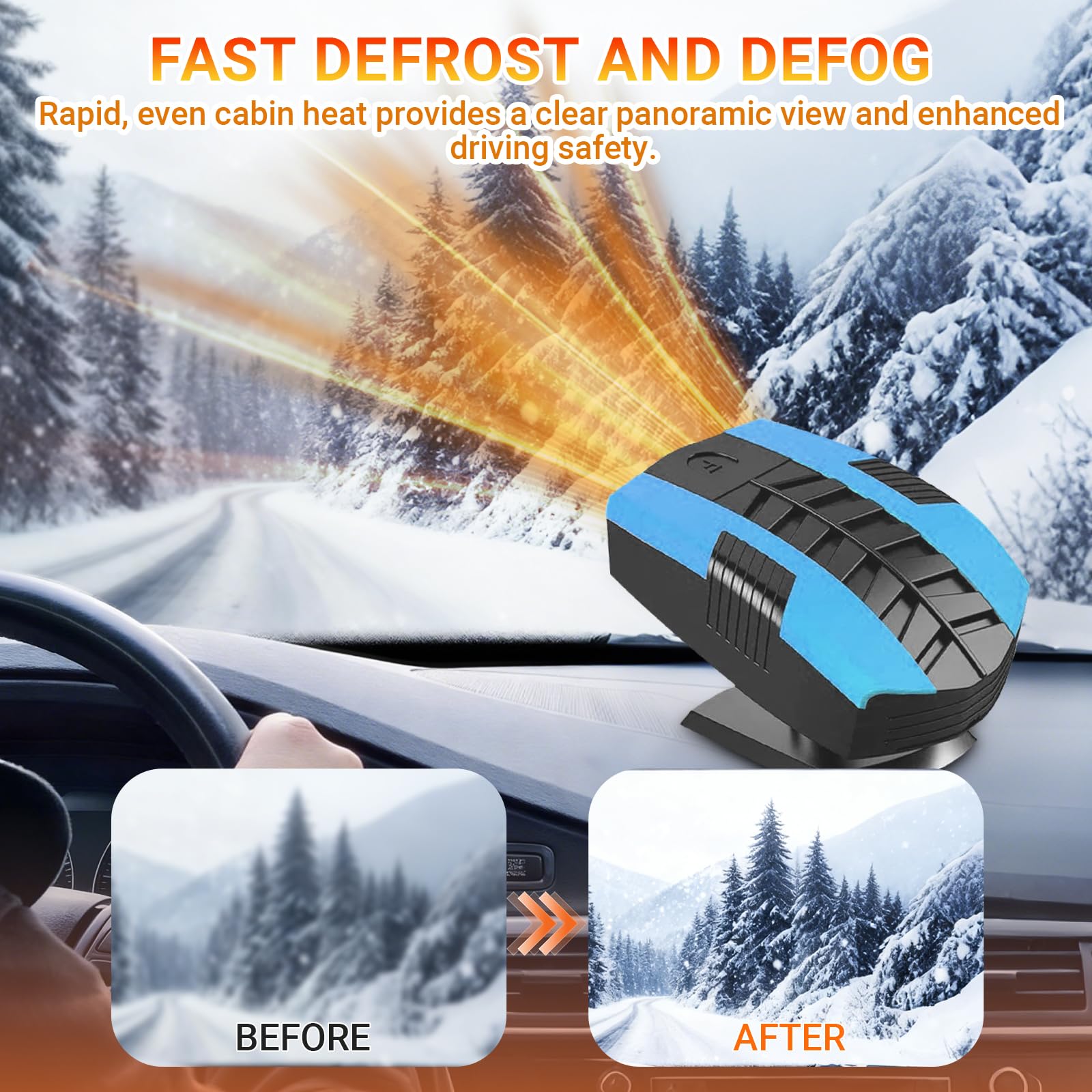 12V Portable Car Heater for 2 in 1 Heating & Cooling Defroster
