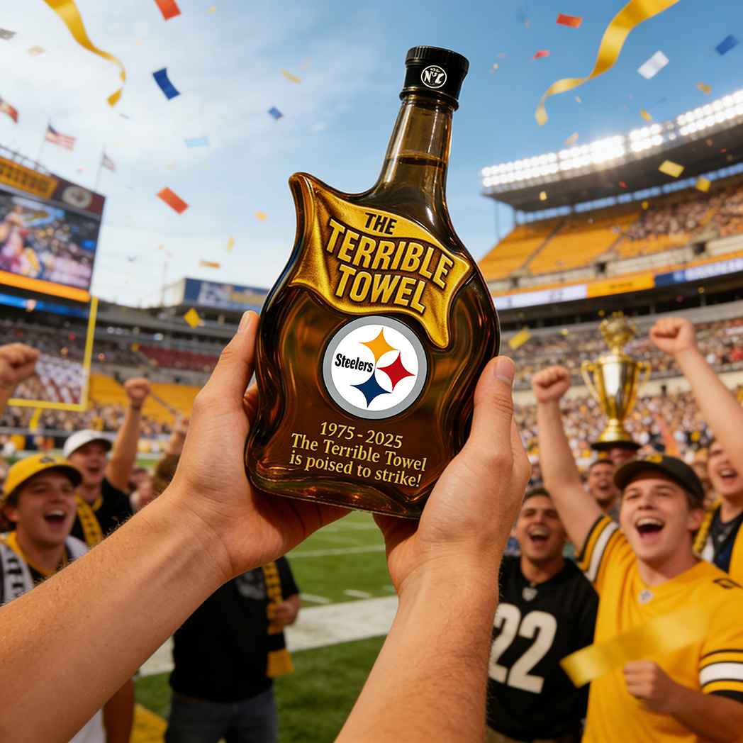 The Terrible Towel 1975–2025 Anniversary Whiskey Bottle