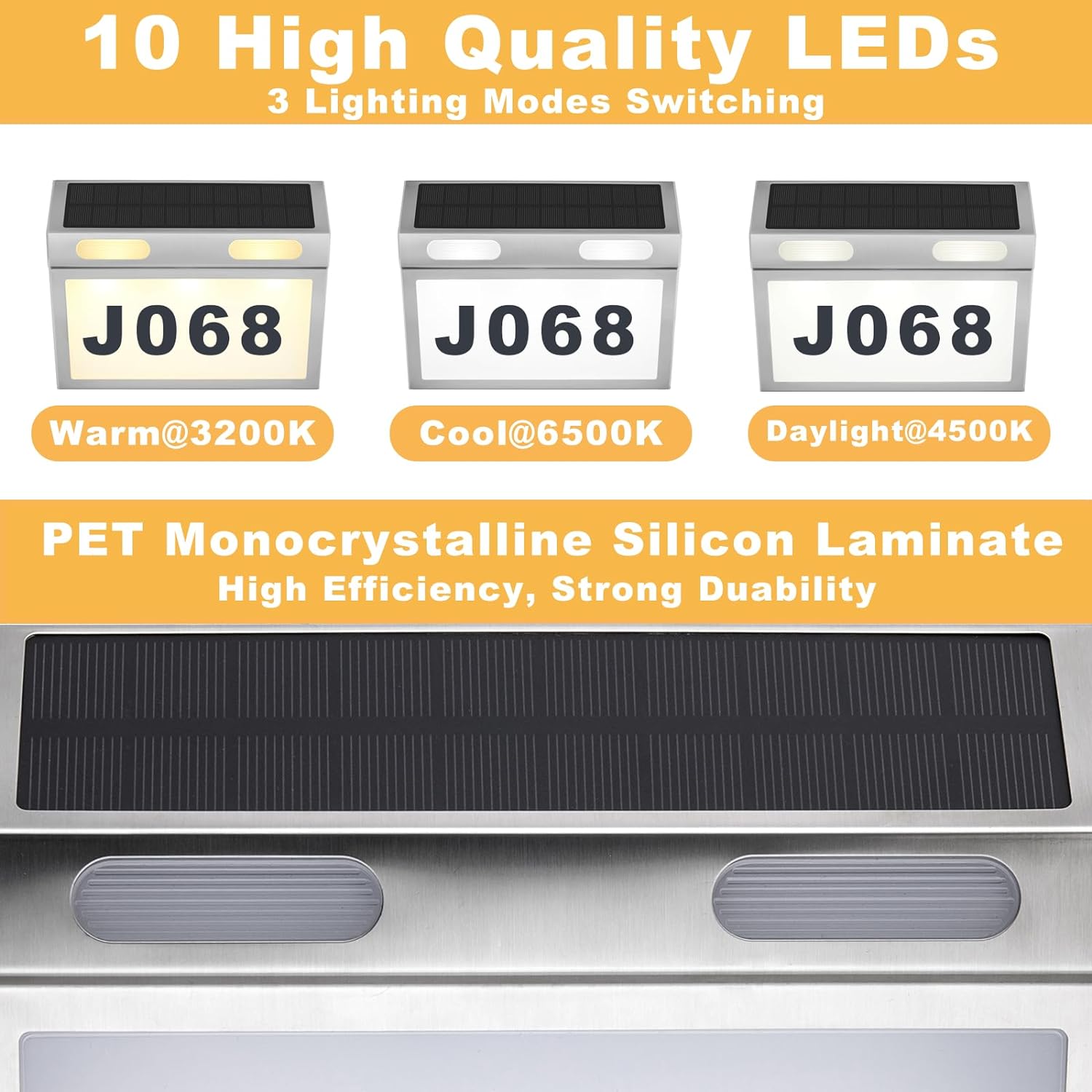 Solar Waterproof Sign Stainless Steel House Number