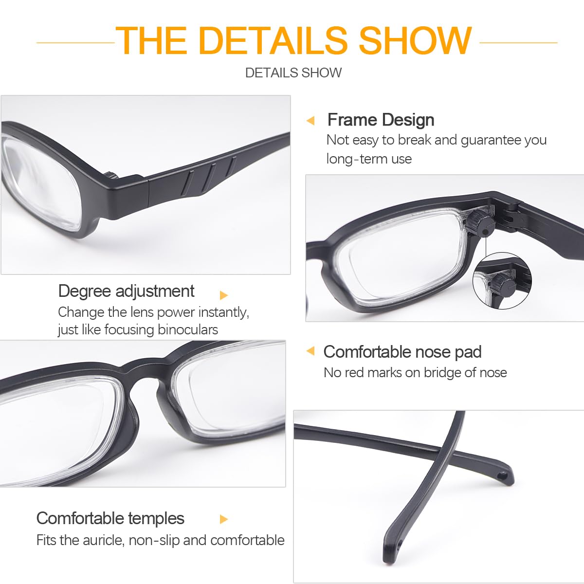 ADJUSTABLE FOCUS GLASSES NEAR AND FAR SIGHT