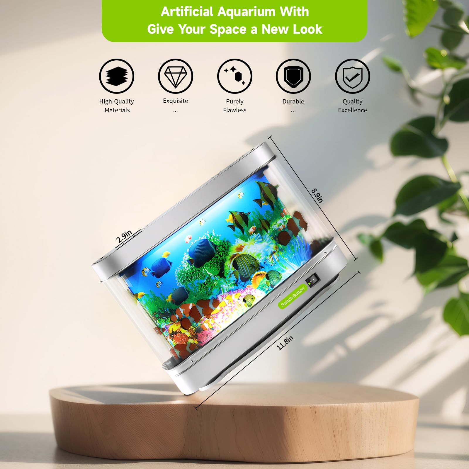 Artificial Fish Aquarium - Virtual Ocean Moving Fish Night Light