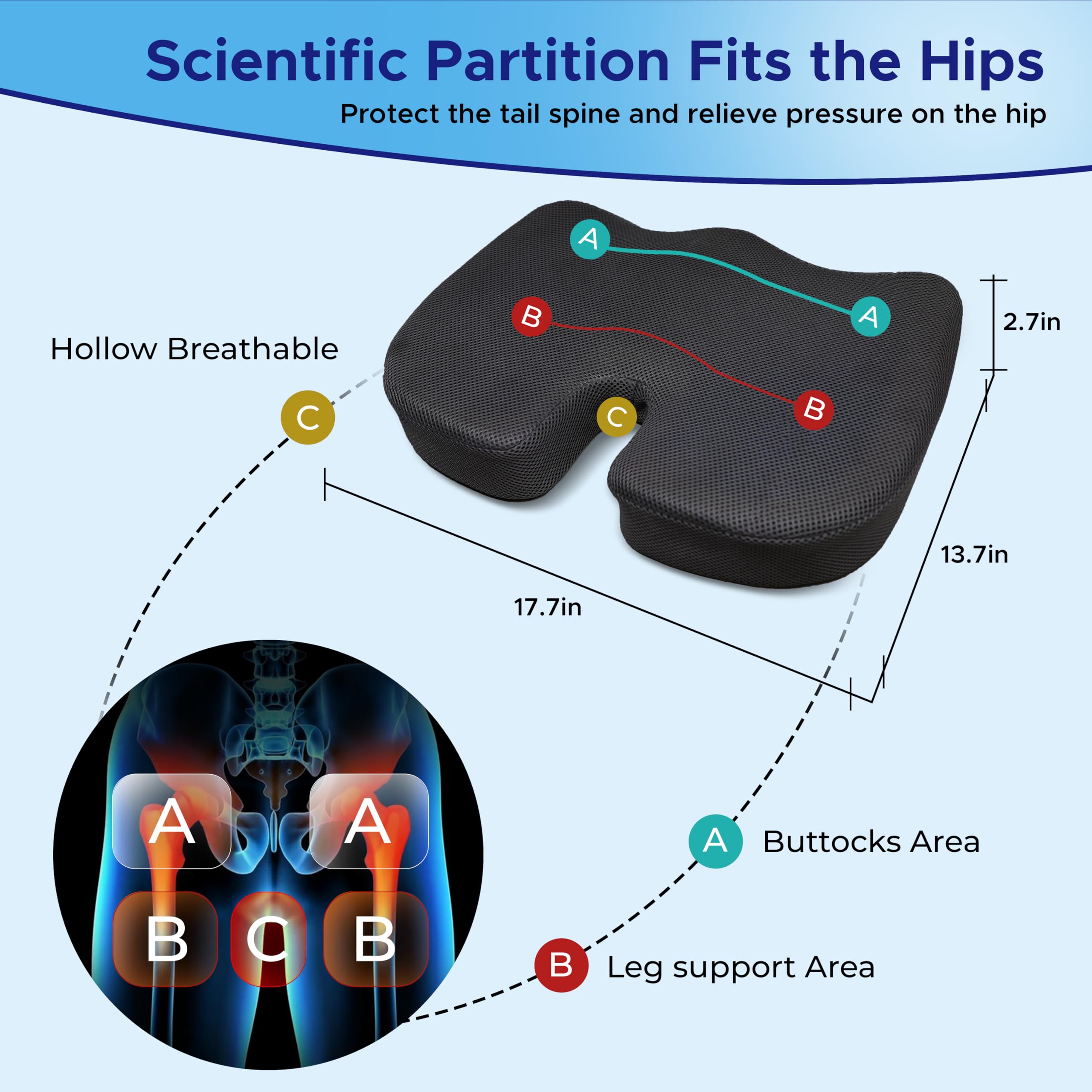Cooling Gel Enhanced Seat Cushion