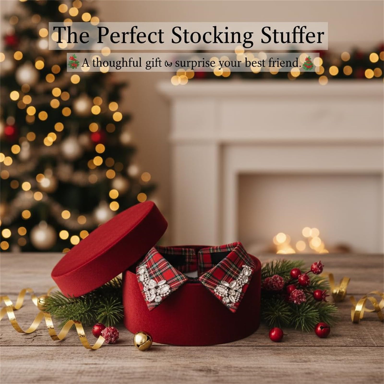 Red Christmas Plaid Rhinestone Detachable Half Shirt Blouse False Collar