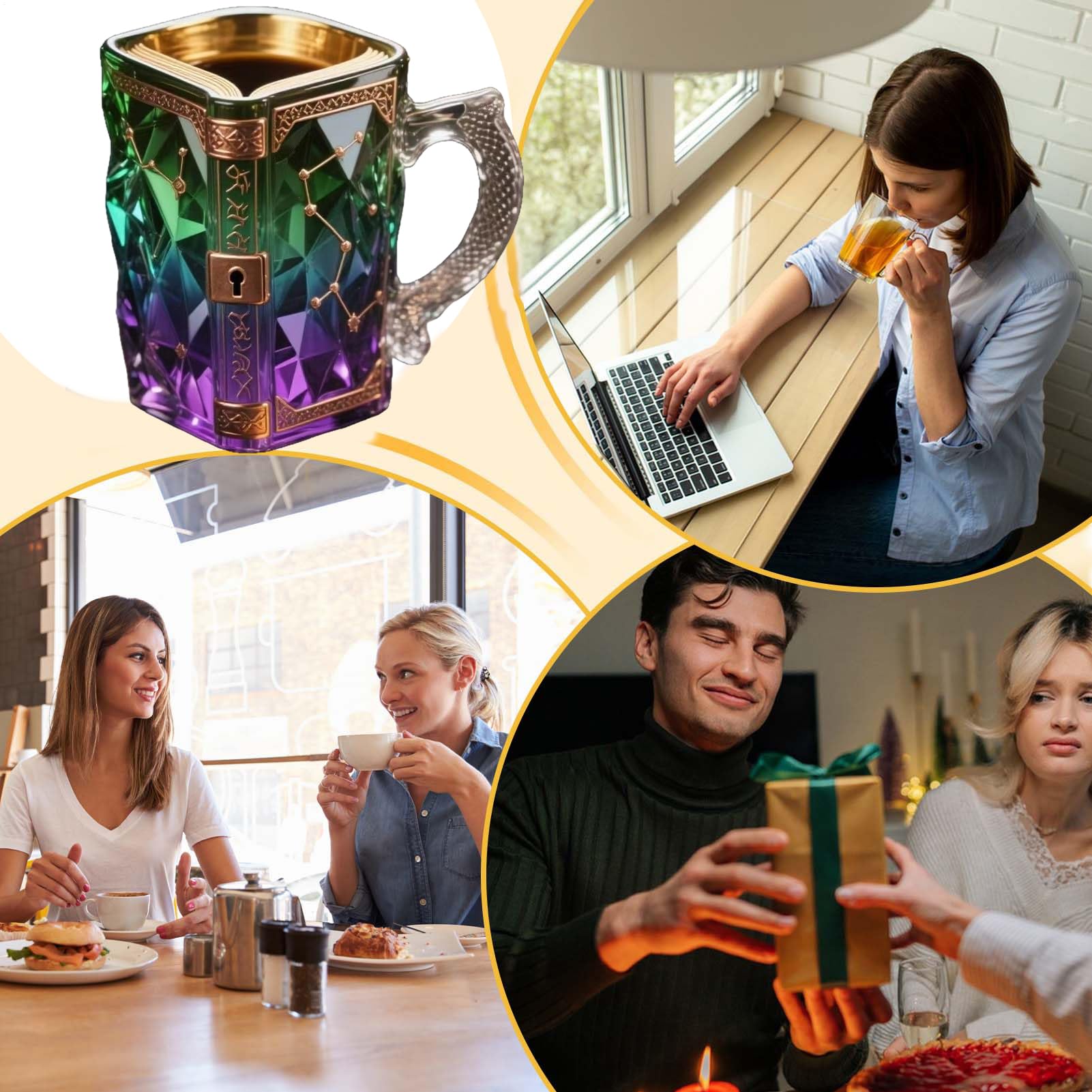 3D Painted Mysterious Book Glass Coffee Mug