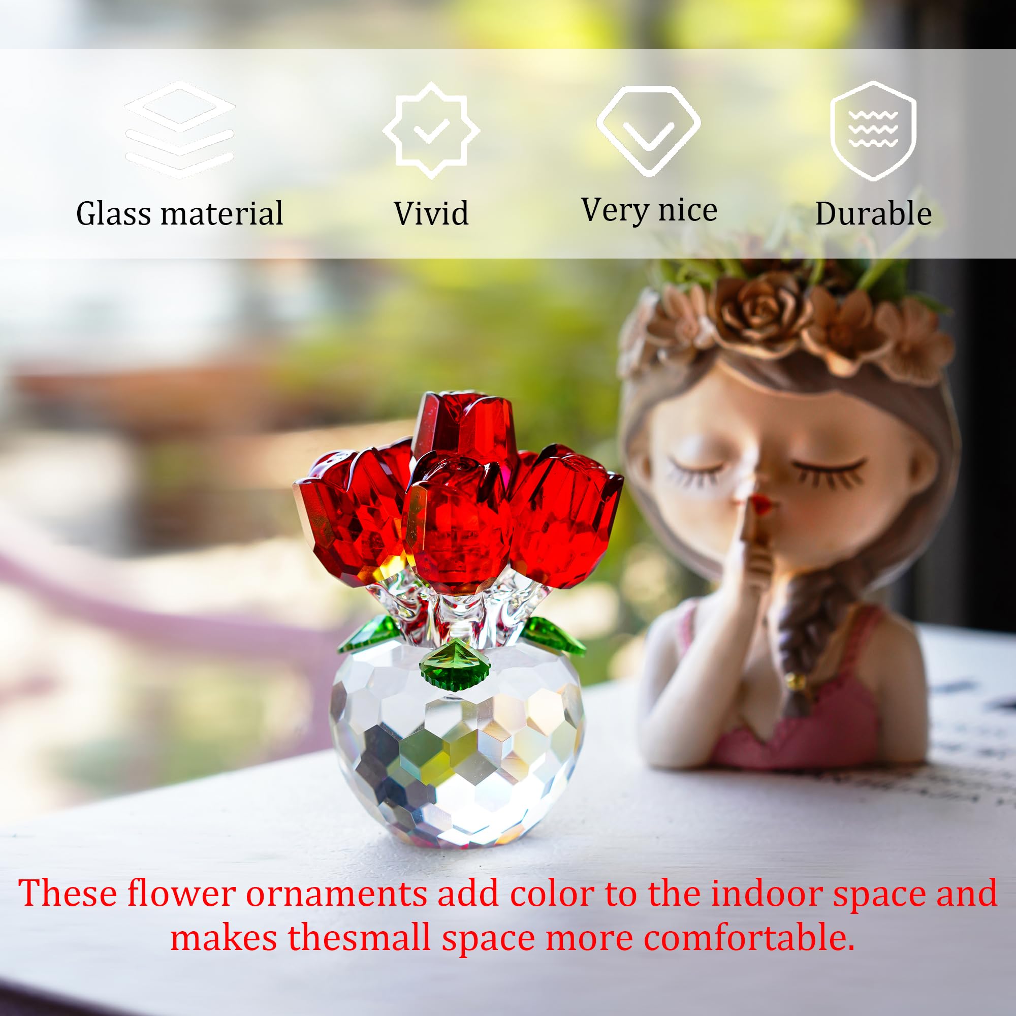 Eternal Bloom · Crystal Colorful Rose Flower Collectible Figurine