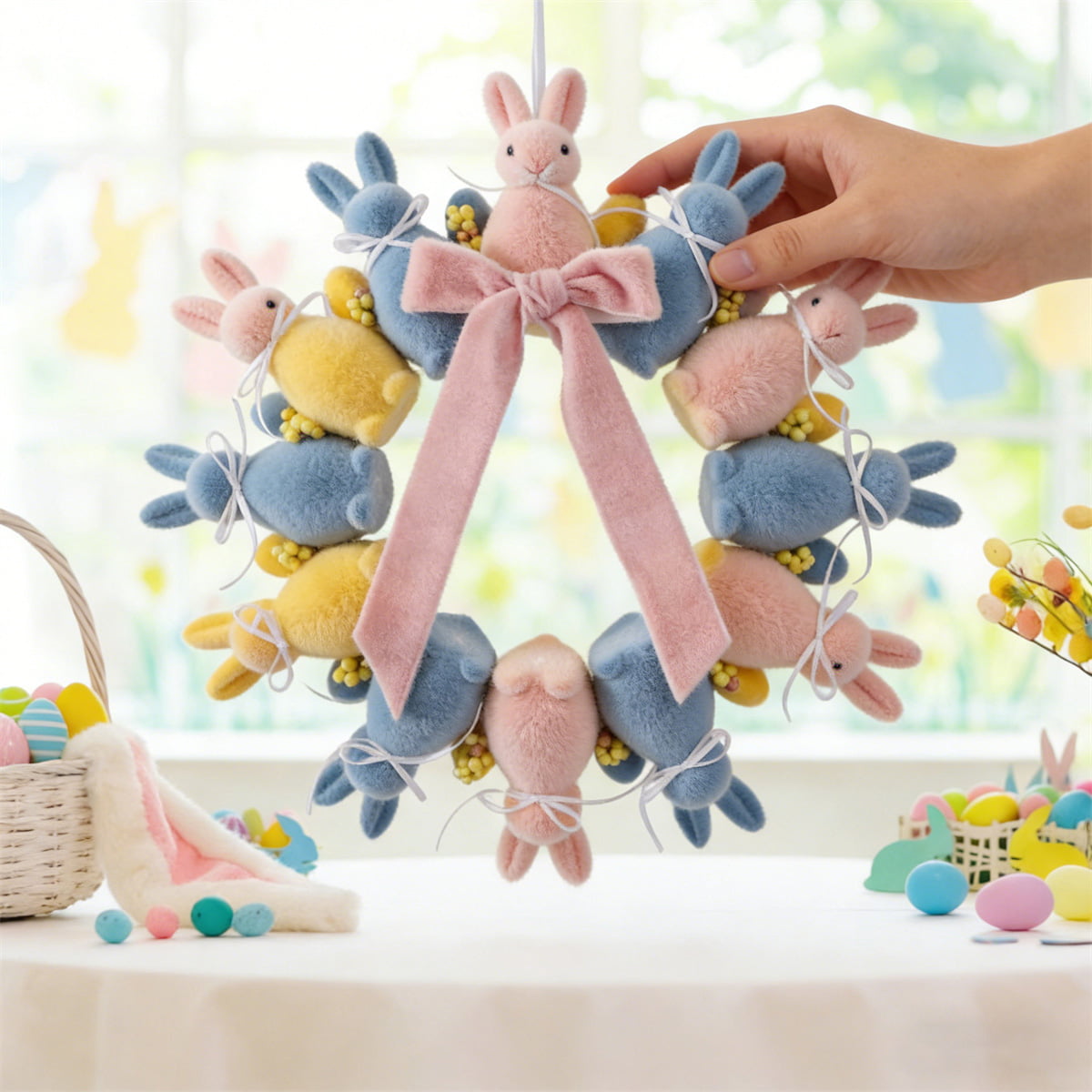 Flocked Bunny Wreath Door Hanger – Bring Home the Joy of Spring