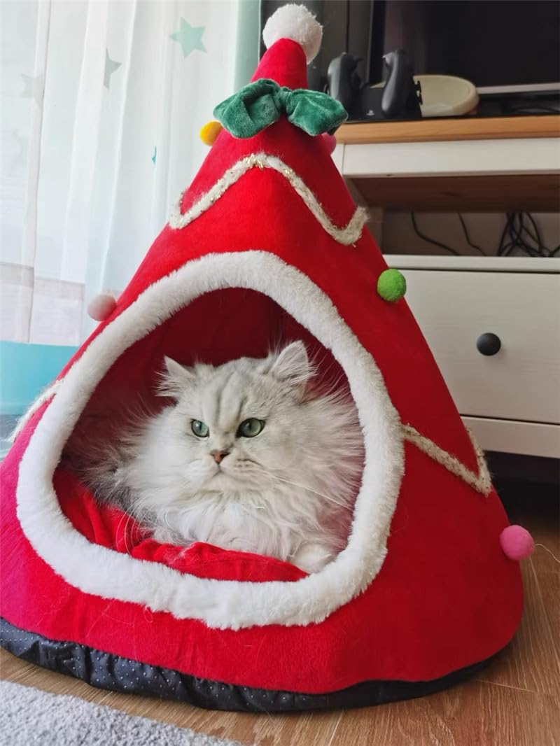 Christmas Tree Cat House Cave Cat Sleeping Bed