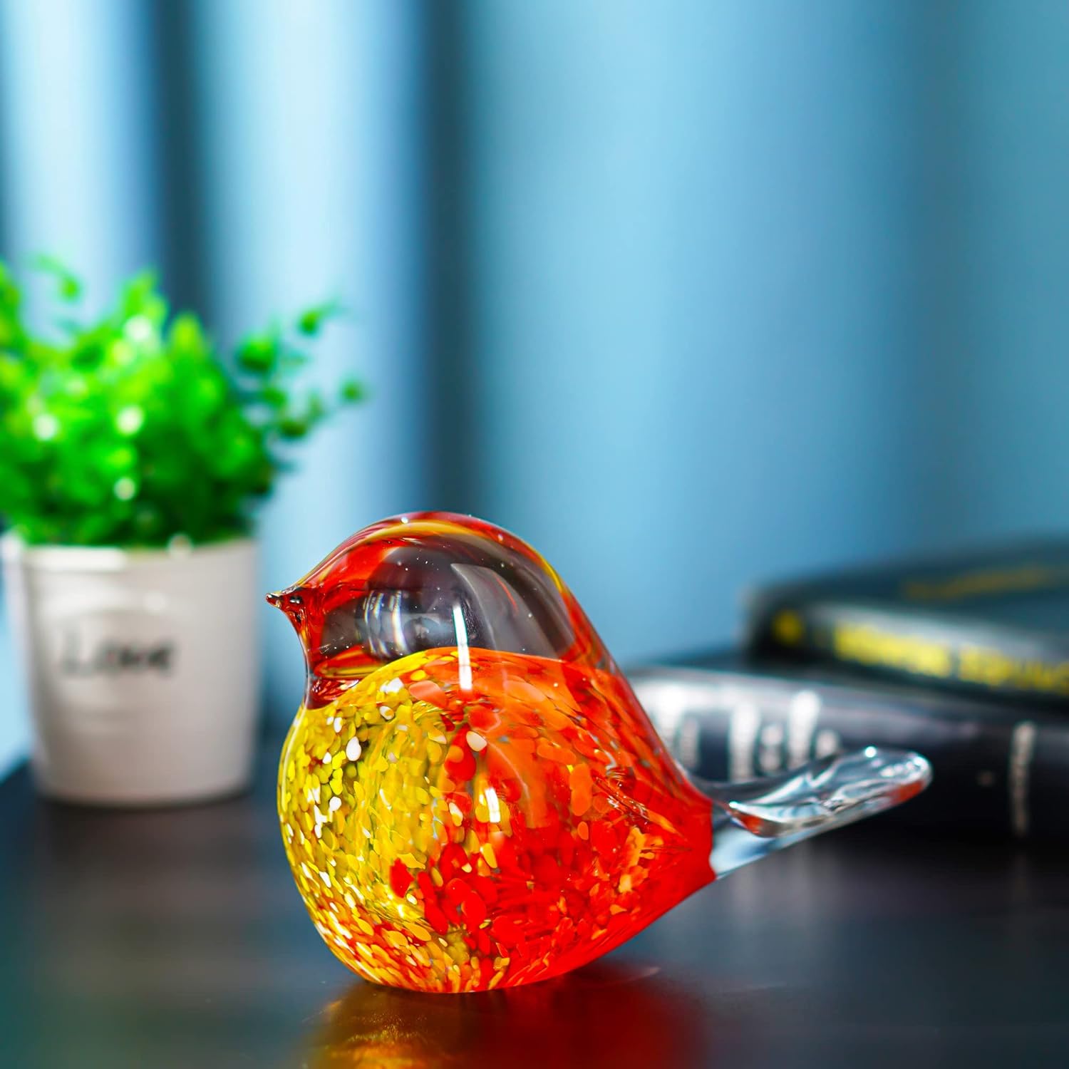 Hand Blown Glass Bird Statue