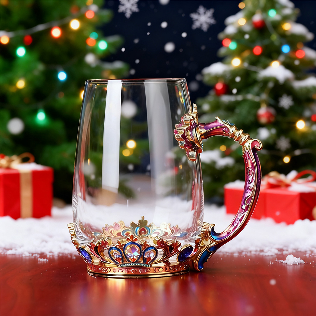 [Copy]Flower Teacup Transparent Glass Teacup With Spoon and Lid