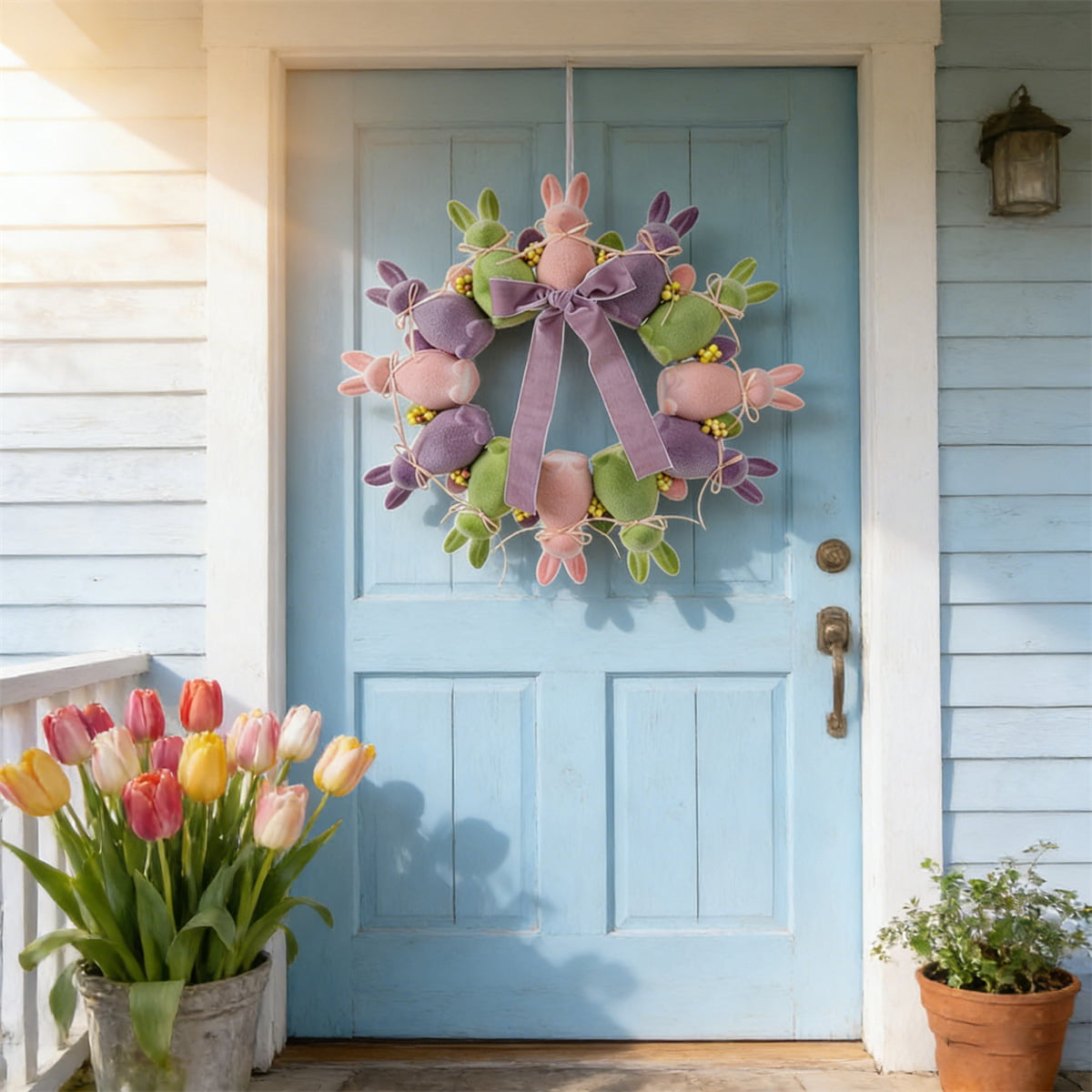 Flocked Bunny Wreath Door Hanger – Bring Home the Joy of Spring