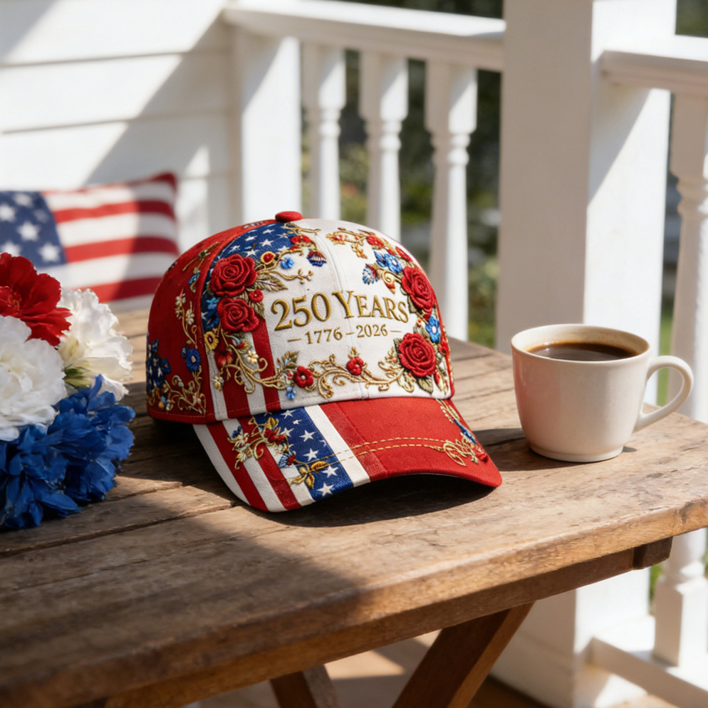 USA 250th Anniversary Embroidered Baseball Cap