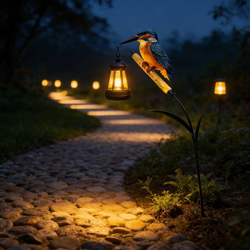 Kingfisher Solar Garden Stake Light with Reed Perch