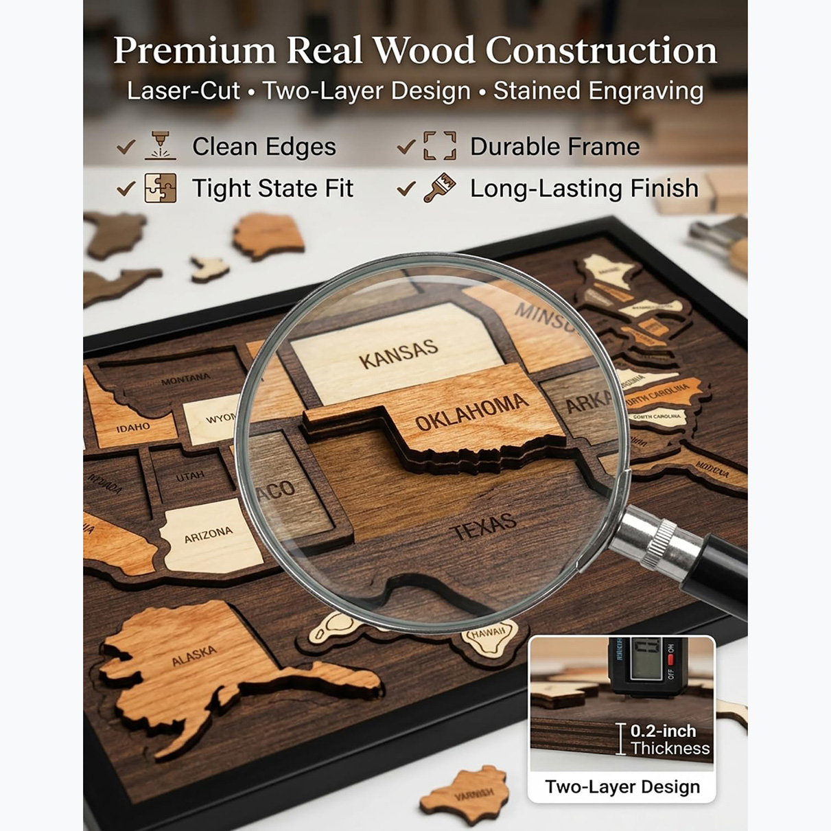 🔥49% OFF - 🧩US Wooden USA Travel Map Puzzle - A Stylish Way to Track Your Journey & Memories