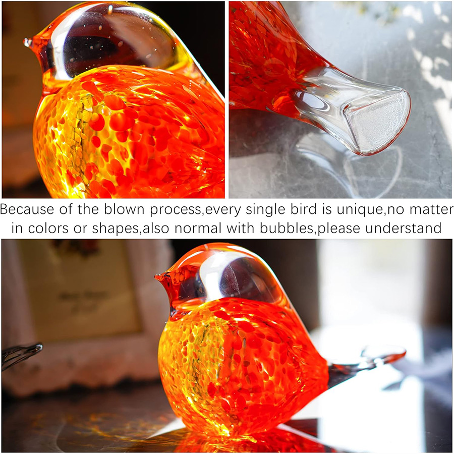 Hand Blown Glass Bird Statue