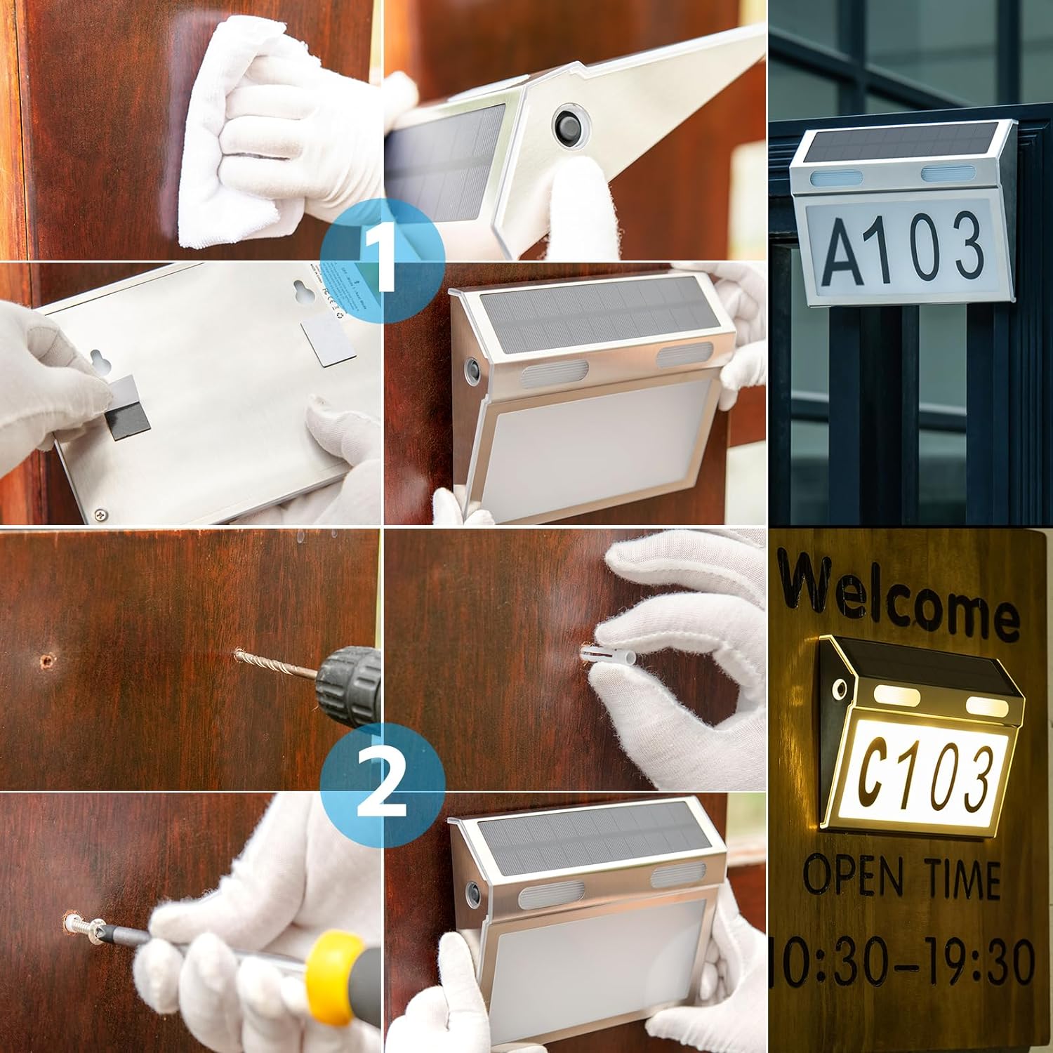 Solar Waterproof Sign Stainless Steel House Number