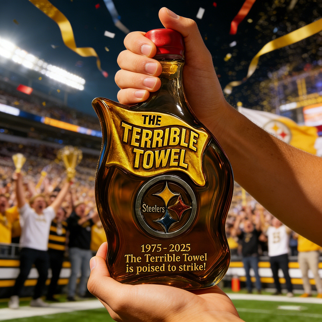The Terrible Towel 1975–2025 Anniversary Whiskey Bottle