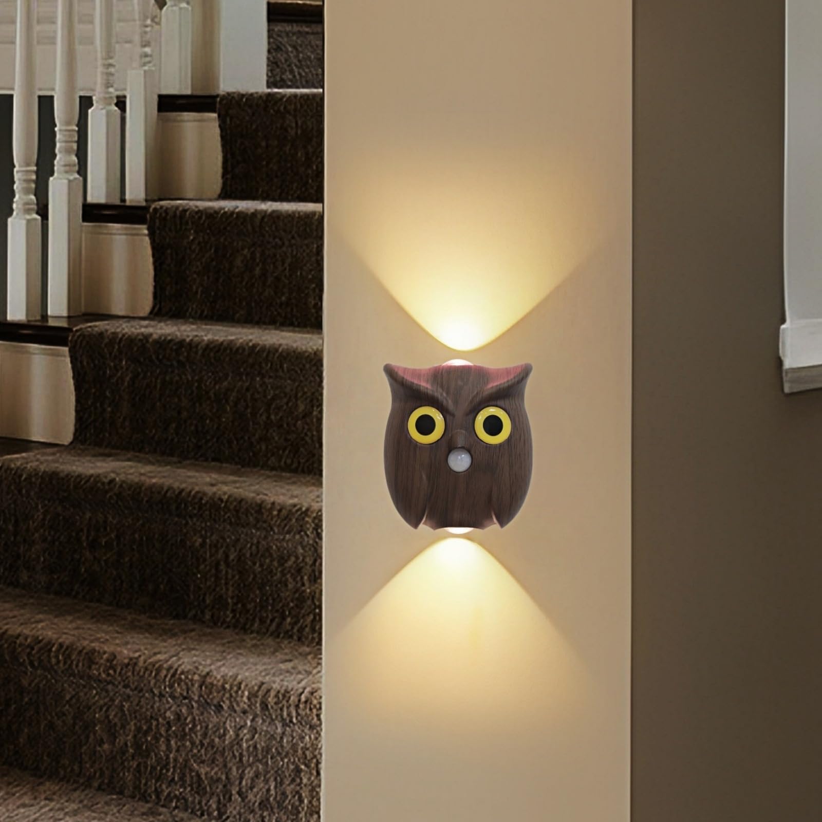 Motion Sensor Owl Magnetic Wall Light, Dual-Glow Up and Down Night Light