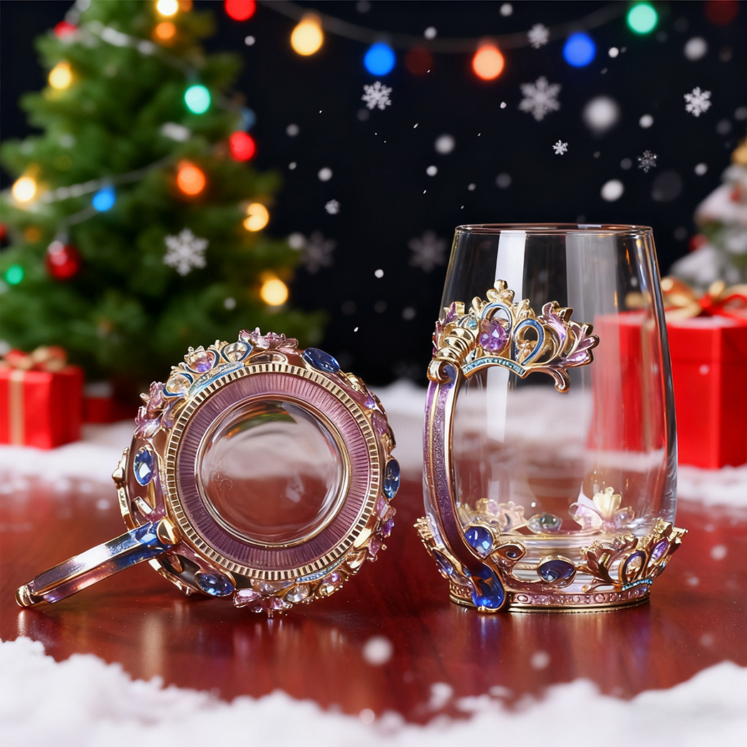 [Copy]Flower Teacup Transparent Glass Teacup With Spoon and Lid