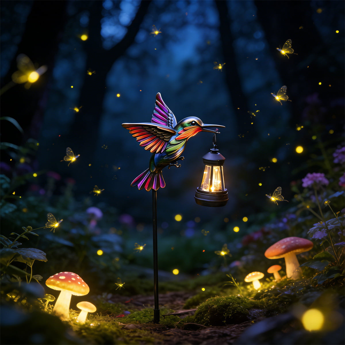 Rainbow Hummingbird Solar Garden Stake Light