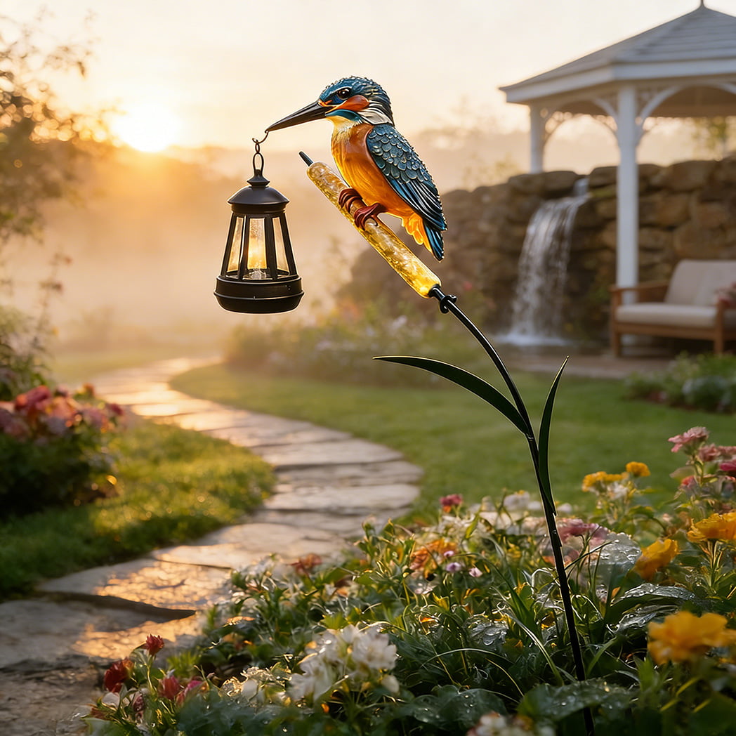 Kingfisher Solar Garden Stake Light with Reed Perch