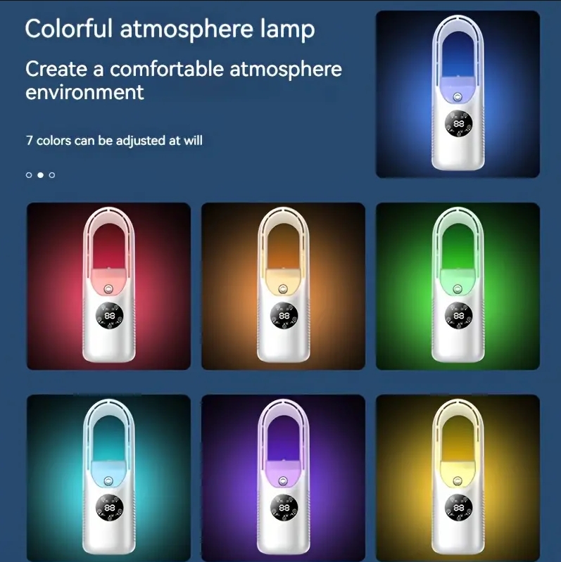 Portable USB Air Cooler Leafless Electric Fan 6 Speed Silent Timer Air Conditioner Cooling Fan Humidifier Conditioning Fan