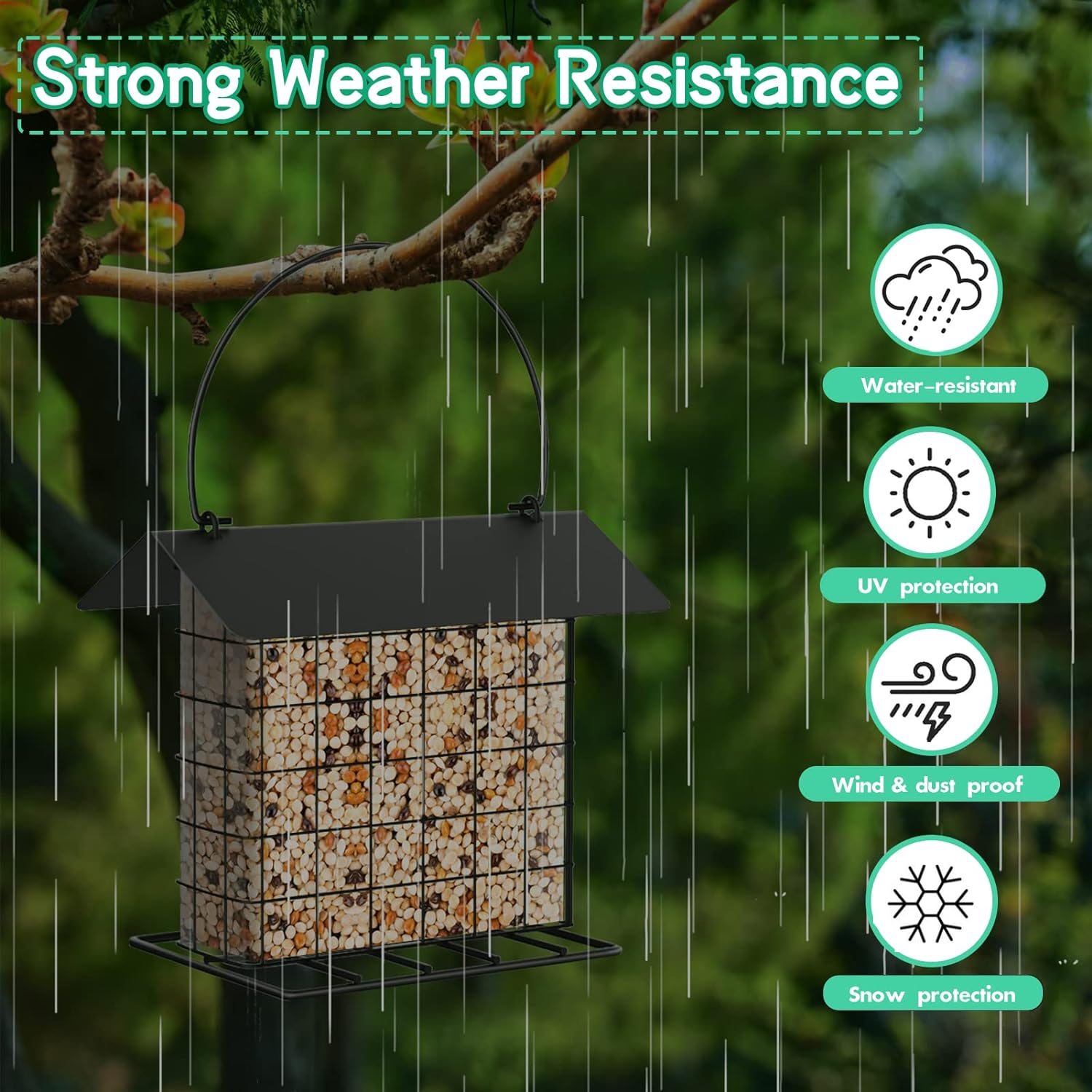 Hanging Suet Holder Cage Cake Bird Feeder for Outside - Squirrel Proof & Rainproof