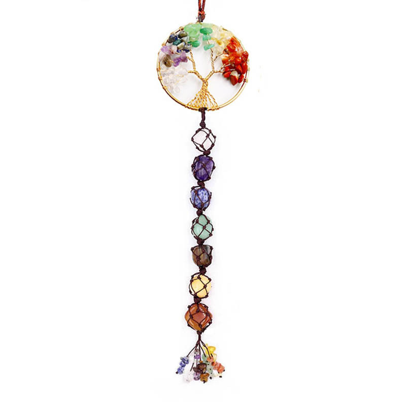 🔥 49% OFF💕7 Chakra Stone Healing Crystal Tree of Life Chakra Hanging Ornament