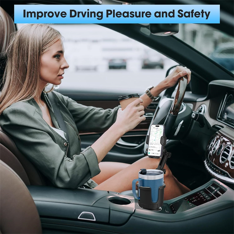 2 in 1 Cup Holder Expander for Car 360° Cup Holder Phone Mount