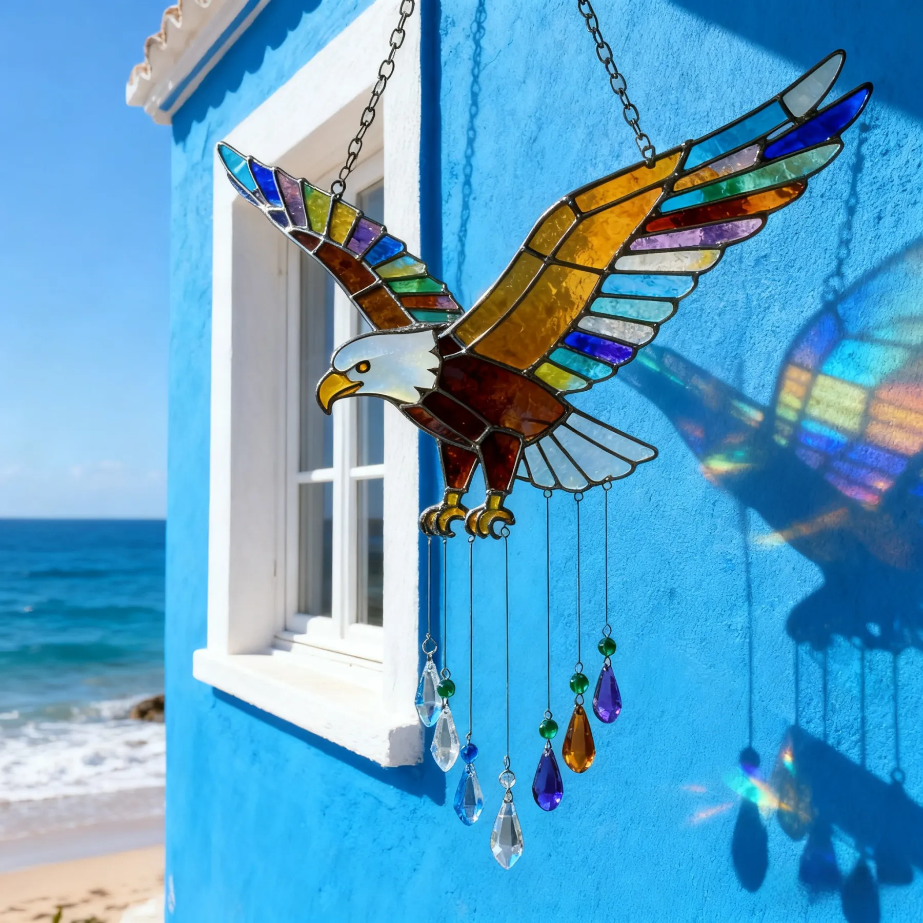 Sea Glass Bald Eagle Wind Chime