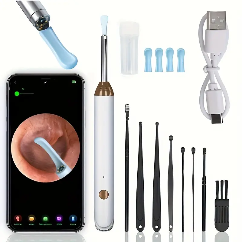 ✅8-Piece Ear Wax Removal Kit with Camera and Light