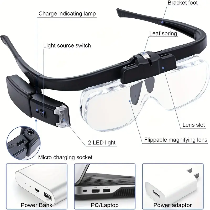 🔍headband magnifier with lights 