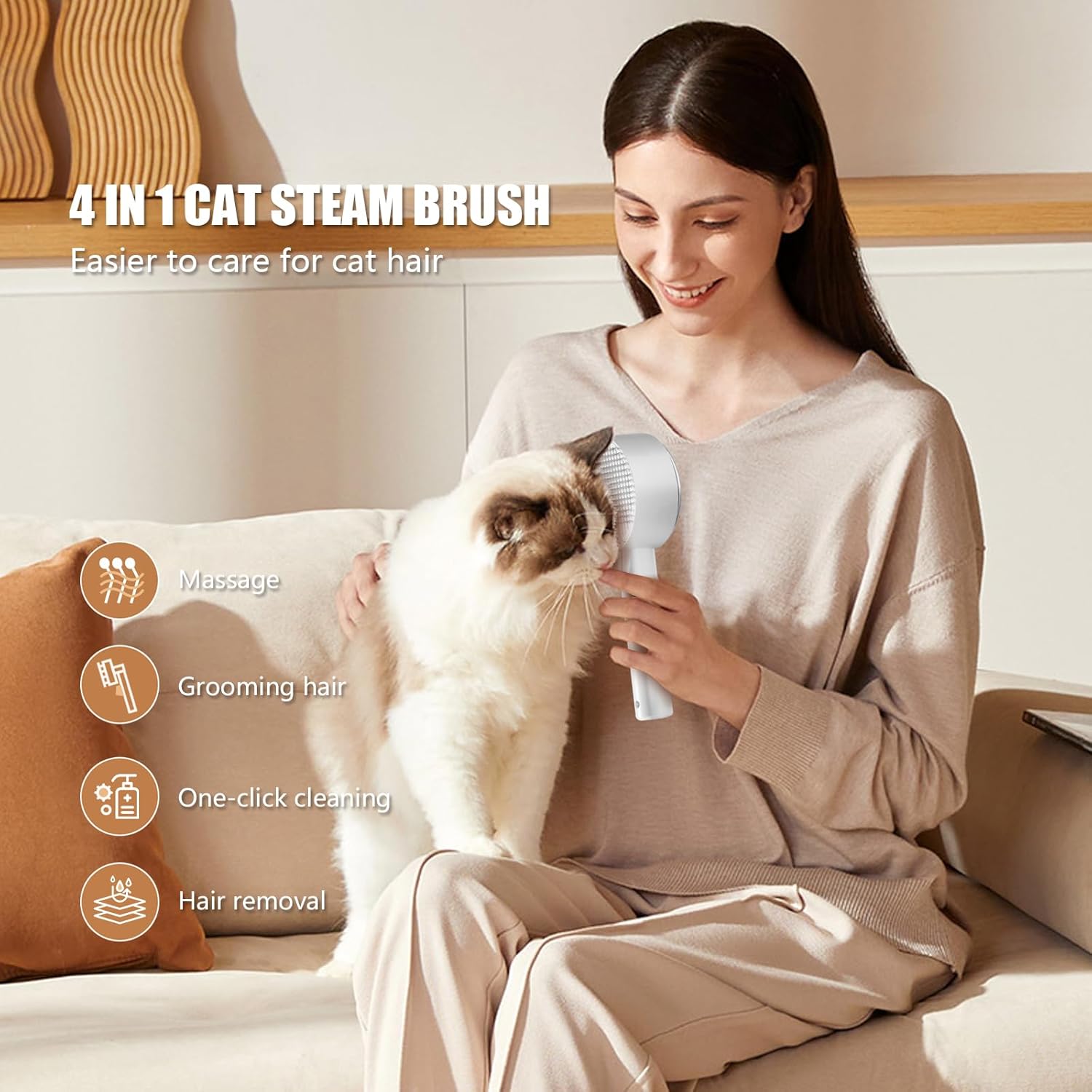 4 in 1 Grooming Spritz Defur UV Steam Brush For Cats