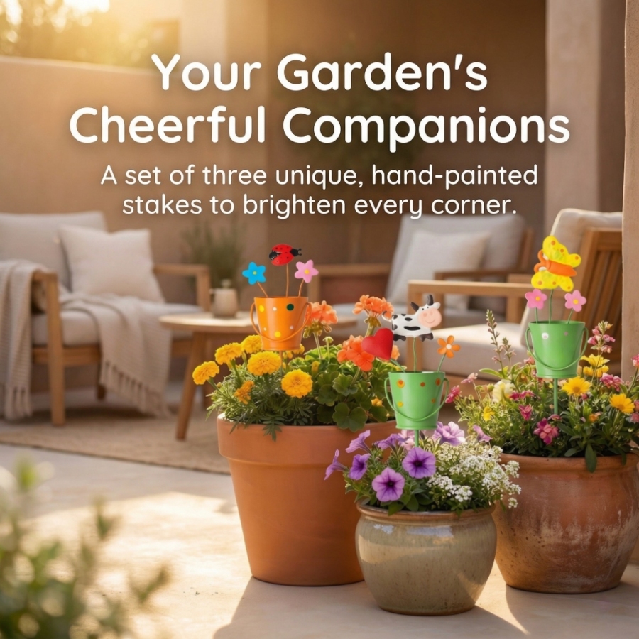 Metal Flower Pot Garden Stakes
