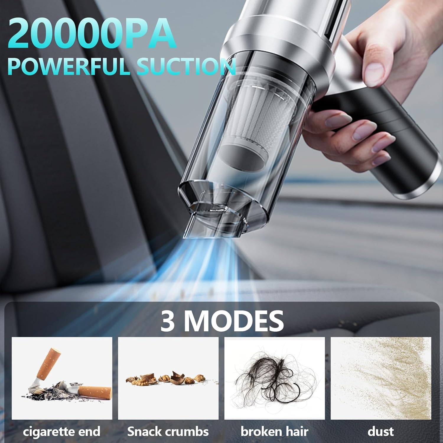 20000Pa Brushless Motor Portable Car Vacuum