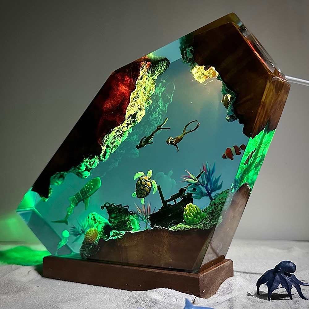 Dolphin and Turtle Resin Night Light