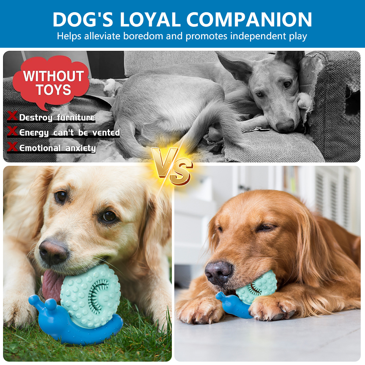  🐌✨Ultra-Durable Snail Chew Toy for Dogs | Natural Rubber Dental Care + Interactive Play!✨🐾