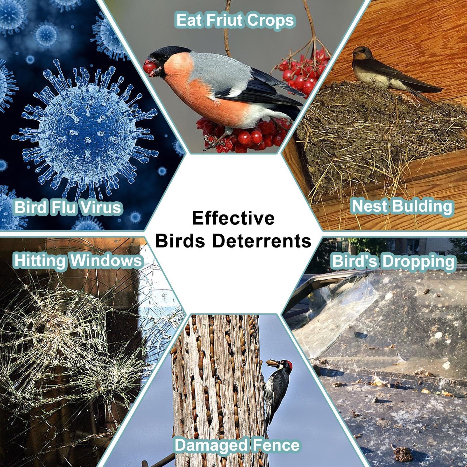 Bird Repellent With Reflective Strips and Bell