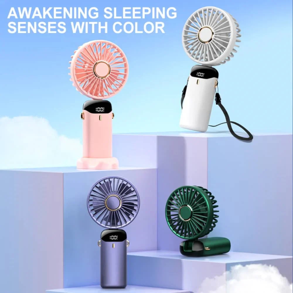 PORTABLE HANDHELD FAN WITH AROMATHERAPY, 5 SPEEDS, FOLDABLE