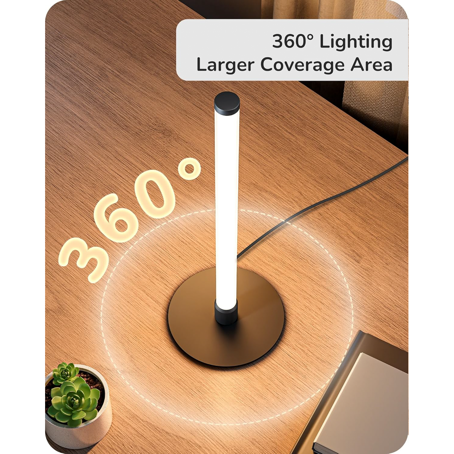 Modern Slim Bedside Lamp with 360° Illumination