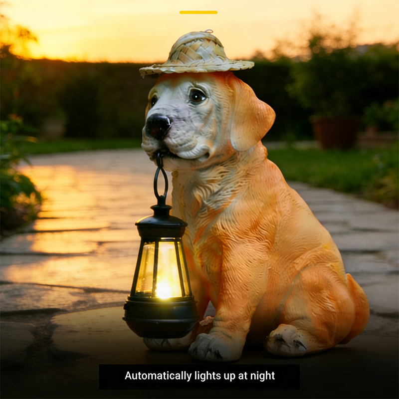 🐶💡Solar-Powered Dog Statue With Led Lantern – Lights Up Automatically At Night💡🐶