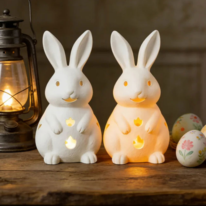 🐰🕯️ Easter Hollowed Rabbit Candle Holder – Free LED Candle Included! 🐣✨