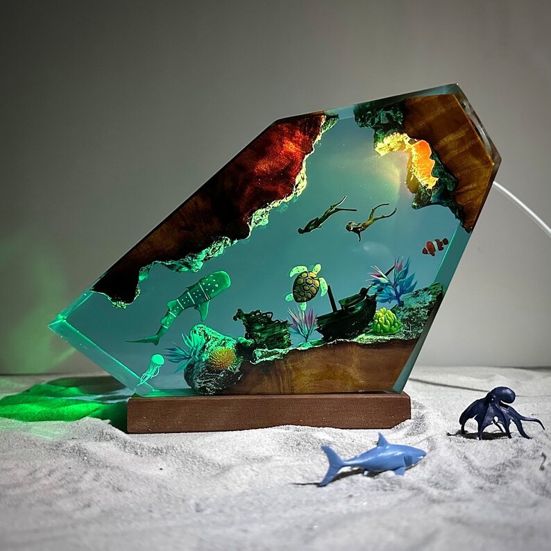 Dolphin and Turtle Resin Night Light