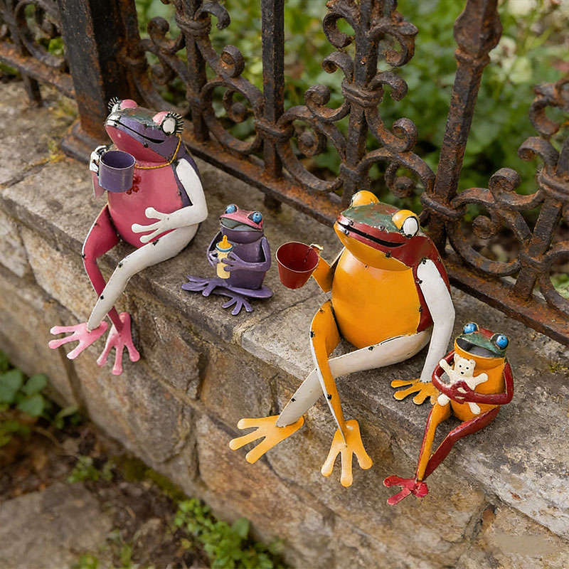 🐸 Whimsical Metal Frog Family Garden Decor – 4 Cute Styles ✨