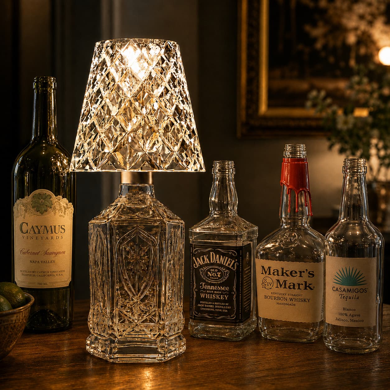 Whisky Bottle Base LED Crystal Touch Table Lamp